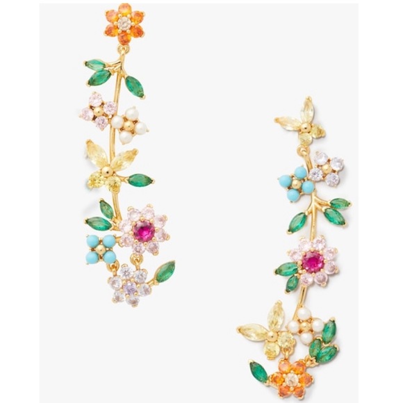kate spade Jewelry - Kate Spade new bloom statement floral flower linear earrings